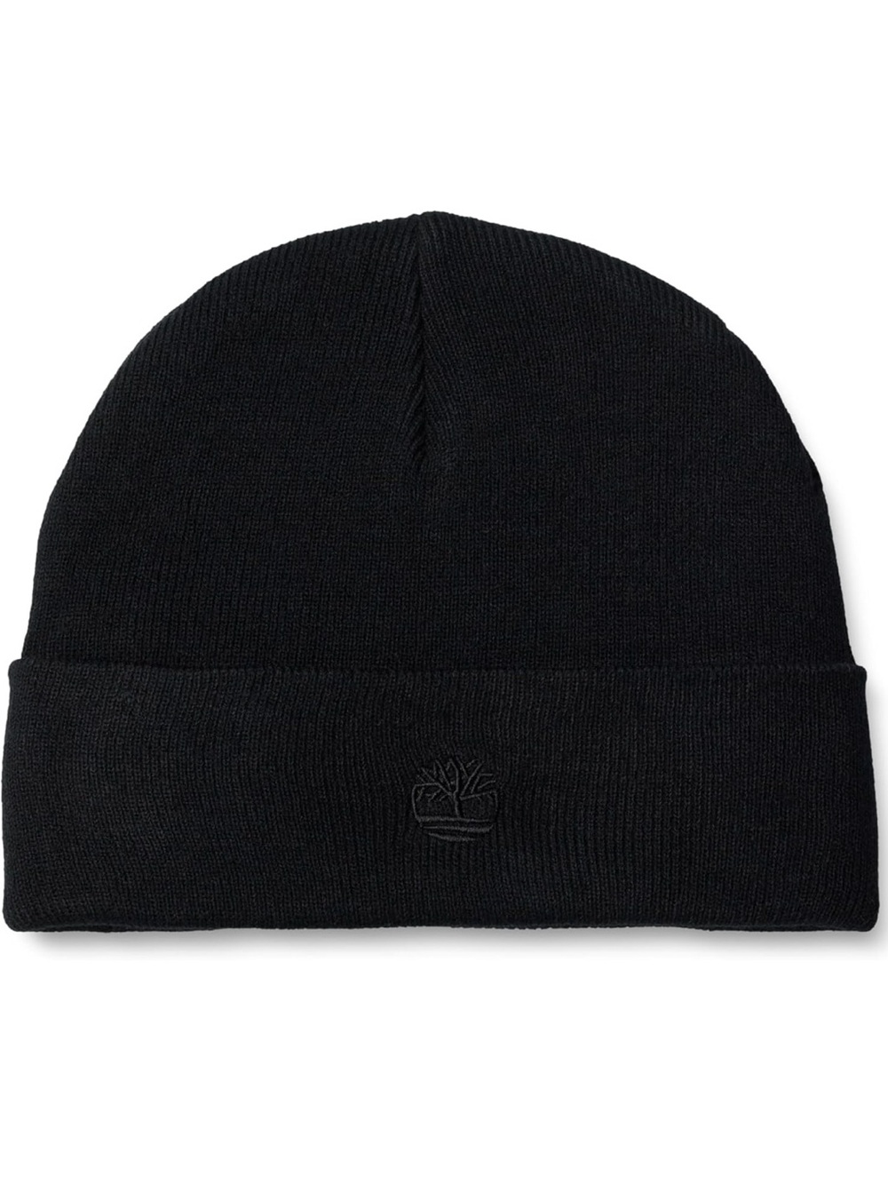 Timberland Black Ribbed Cuff Beanie with Tone-on-Tone Logo